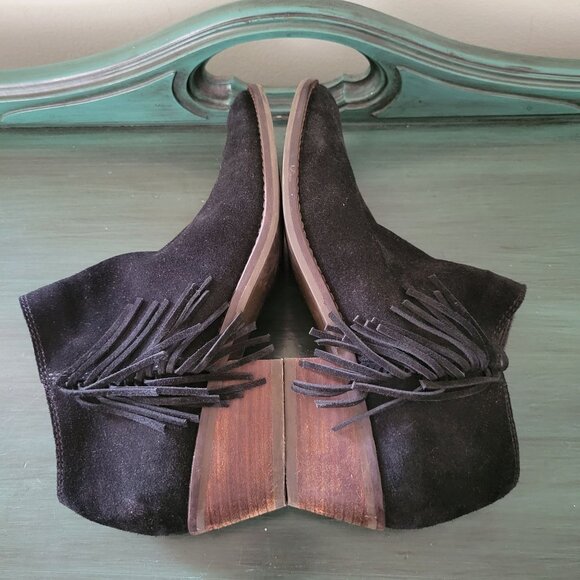 Lucky Brand 7M Black Suede Leather‎ Booties FELISIE Ankle Boots Western - Picture 4 of 8